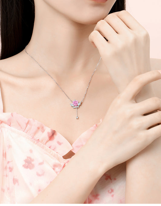 Simple Style Classic Style Color Block Sterling Silver Inlay Zircon Pendant Necklace