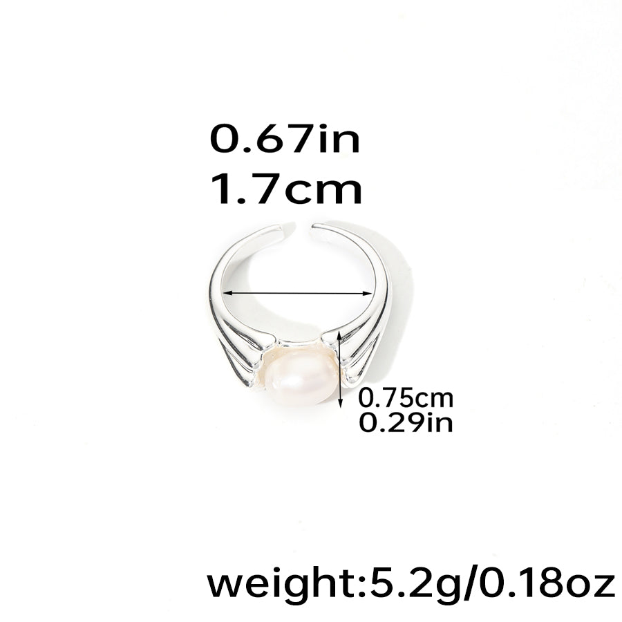 Casual Elegant Solid Color Copper Plating Inlay Freshwater Pearl 18k Gold Plated Silver Plated Rings