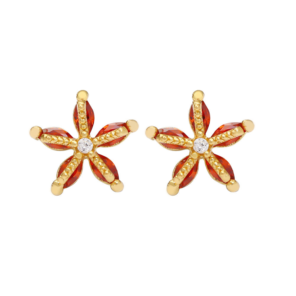 1 Pair Marine Style Geometric Plating Inlay Copper Zircon Ear Studs