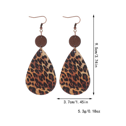 1 Pair Vintage Style Leopard Printing Pu Leather Earrings