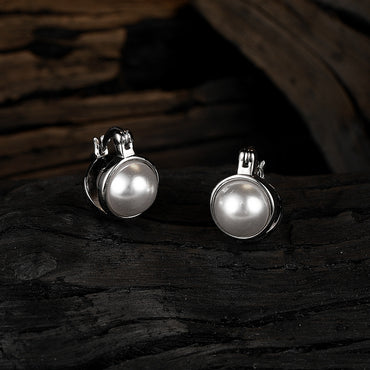 1 Pair Simple Style Round Plating Inlay Sterling Silver Artificial Pearls Gold Plated Silver Plated Earrings