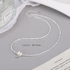 Simple Style Solid Color Sterling Silver Shell Beaded Handmade Double Layer Necklaces