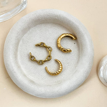 Casual Simple Style Oval Horns Chains Print Stainless Steel Plating Gold Plated Open Rings