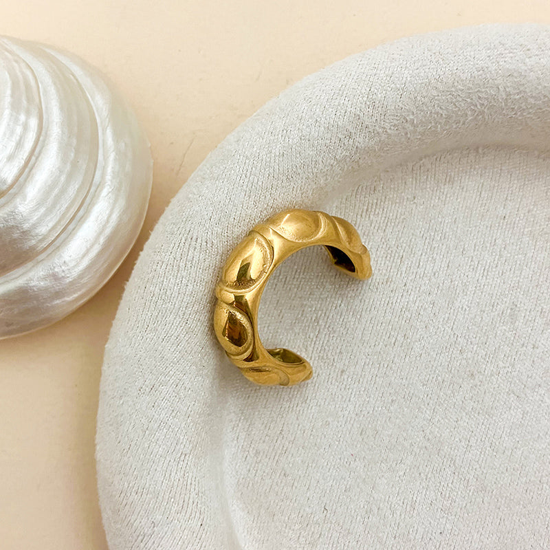 Casual Simple Style Oval Horns Chains Print Stainless Steel Plating Gold Plated Open Rings