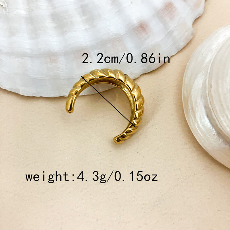 Casual Simple Style Oval Horns Chains Print Stainless Steel Plating Gold Plated Open Rings