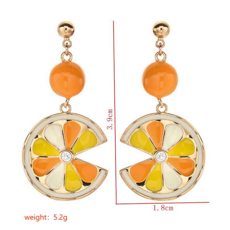 1 Pair Sweet Orange Enamel Plating Inlay Copper Zircon 18k Gold Plated Drop Earrings