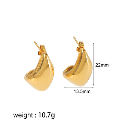 1 Pair Vintage Style Irregular Polishing Plating Stainless Steel 18k Gold Plated Ear Studs