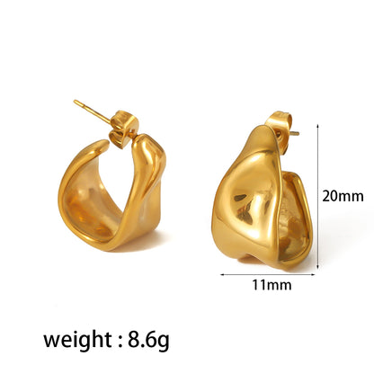 1 Pair Vintage Style Irregular Polishing Plating Stainless Steel 18k Gold Plated Ear Studs