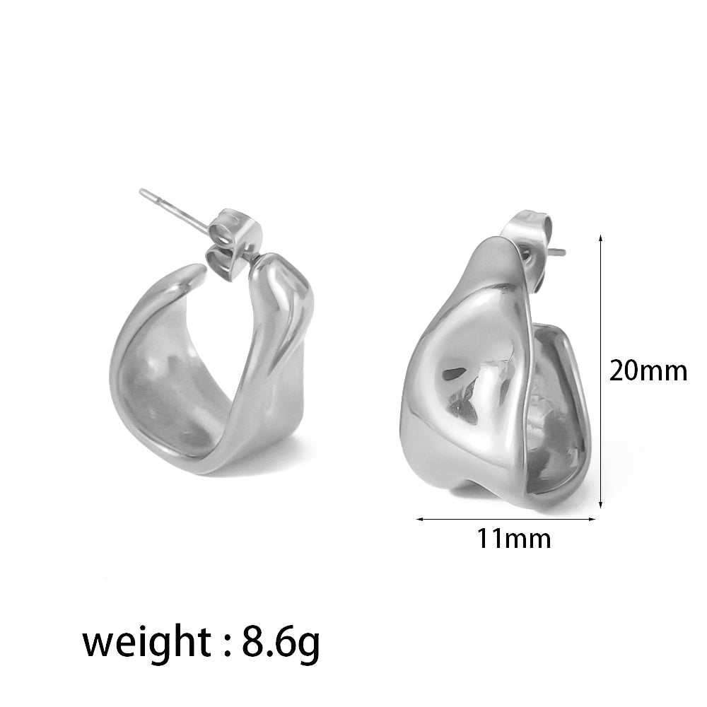 1 Pair Vintage Style Irregular Polishing Plating Stainless Steel 18k Gold Plated Ear Studs