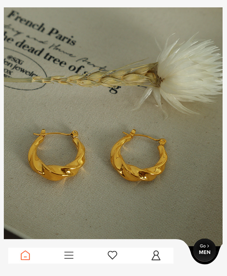 1 Pair Retro Simple Style Twist Plating Titanium Steel 18k Gold Plated Hoop Earrings