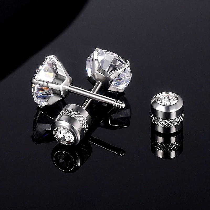 5 Pairs Simple Style Round Plating Inlay Stainless Steel Zircon White Gold Plated Gold Plated Ear Studs