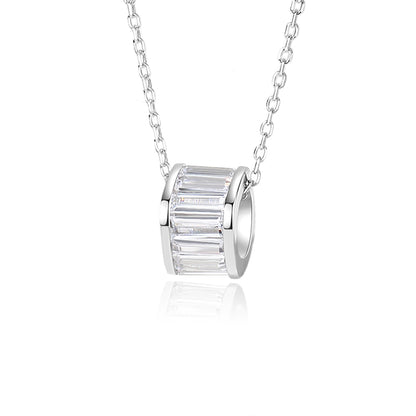 Casual Modern Style Commute Round Sterling Silver Polishing Plating Inlay Zircon Necklace