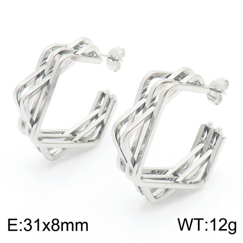 1 Pair Basic Geometric Solid Color Irregular Stainless Steel Ear Studs