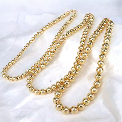 Simple Style Solid Color Copper Beaded Plating Gold Plated Necklace