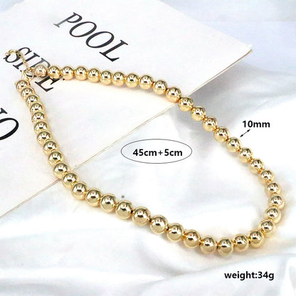 Simple Style Solid Color Copper Beaded Plating Gold Plated Necklace