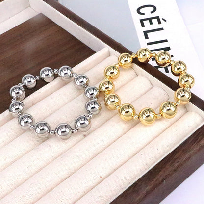 Vintage Style Simple Style Round Copper Beaded Plating 18k Gold Plated Bracelets