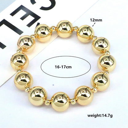 Vintage Style Simple Style Round Copper Beaded Plating 18k Gold Plated Bracelets