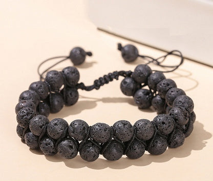 Casual Simple Style Geometric Volcanic Rock Tiger Eye Braid Bracelets