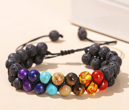 Casual Simple Style Geometric Volcanic Rock Tiger Eye Braid Bracelets