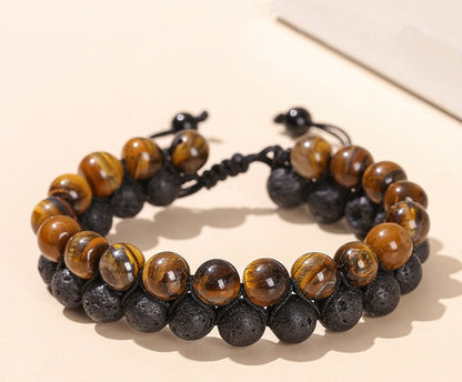 Casual Simple Style Geometric Volcanic Rock Tiger Eye Braid Bracelets