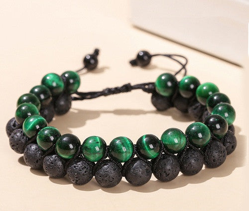 Casual Simple Style Geometric Volcanic Rock Tiger Eye Braid Bracelets