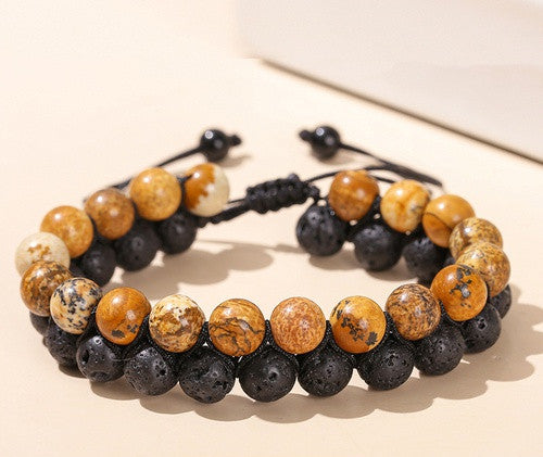 Casual Simple Style Geometric Volcanic Rock Tiger Eye Braid Bracelets