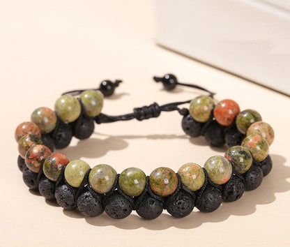 Casual Simple Style Geometric Volcanic Rock Tiger Eye Braid Bracelets