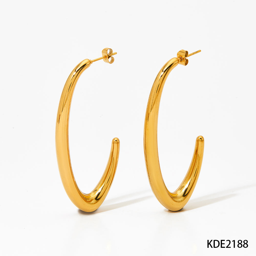 1 Pair Simple Style Classic Style C Shape Polishing Plating Stainless Steel 14k Gold Plated White Gold Plated Gold Plated Earrings