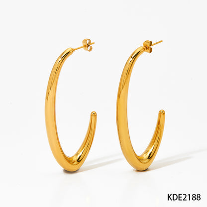 1 Pair Simple Style Classic Style C Shape Polishing Plating Stainless Steel 14k Gold Plated White Gold Plated Gold Plated Earrings