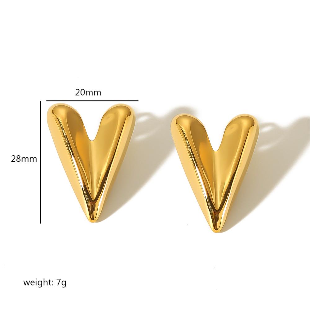 1 Pair Simple Style Quadrilateral Circle Heart Shape Polishing Plating Stainless Steel 18k Gold Plated Ear Studs