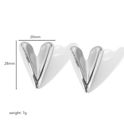 1 Pair Simple Style Quadrilateral Circle Heart Shape Polishing Plating Stainless Steel 18k Gold Plated Ear Studs
