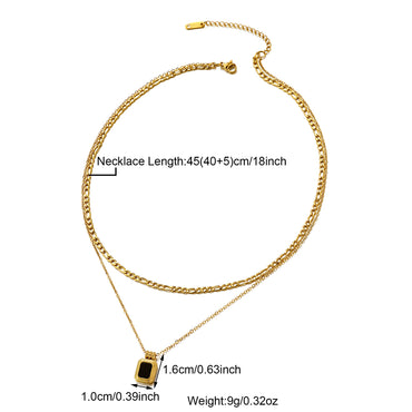 Ig Style Simple Style Rectangle Stainless Steel Plating Inlay Zircon 18k Gold Plated Double Layer Necklaces