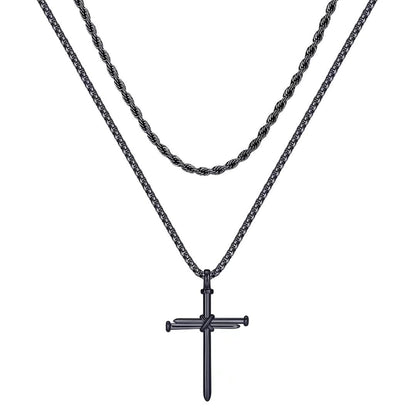 Hip-hop Vintage Style Cross Stainless Steel Layered Plating 14k Gold Plated Unisex Pendant Necklace Necklace