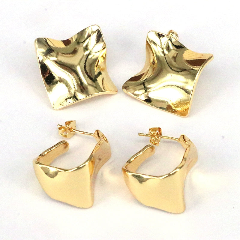 1 Pair Casual Simple Style C Shape Square Plating Hollow Out Copper 18k Gold Plated Silver Plated Ear Studs