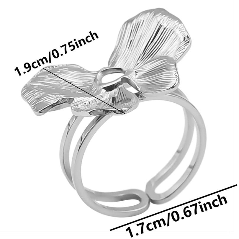 Ig Style Simple Style Flower Stainless Steel Plating 18k Gold Plated Open Rings