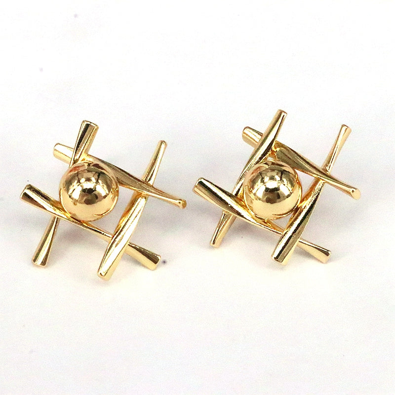 1 Pair Casual Simple Style C Shape Rhombus Plating Copper 18k Gold Plated Ear Studs