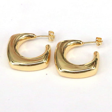 1 Pair Casual Simple Style C Shape Rhombus Plating Copper 18k Gold Plated Ear Studs