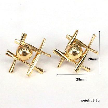 1 Pair Casual Simple Style C Shape Rhombus Plating Copper 18k Gold Plated Ear Studs