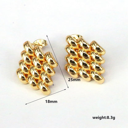 1 Pair Casual Simple Style C Shape Rhombus Plating Copper 18k Gold Plated Ear Studs