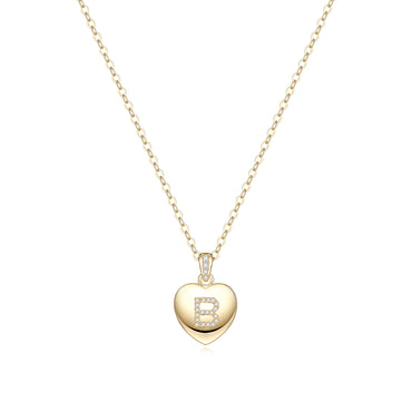 Simple Style Letter Heart Shape Copper Plating Zircon 14k Gold Plated Pendant Necklace