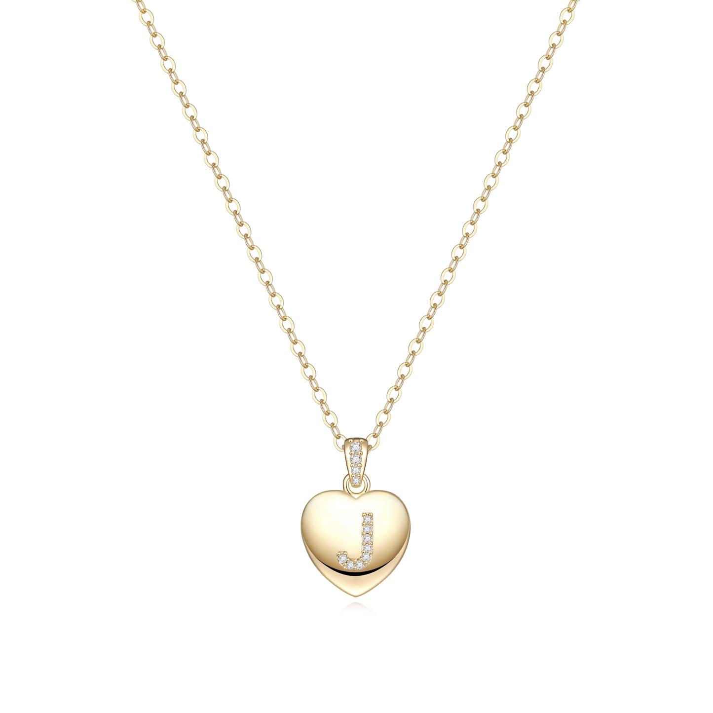 Simple Style Letter Heart Shape Copper Plating Zircon 14k Gold Plated Pendant Necklace