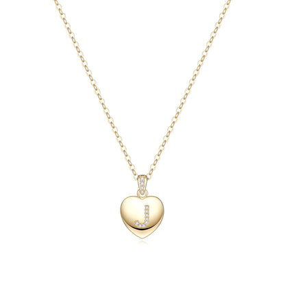 Simple Style Letter Heart Shape Copper Plating Zircon 14k Gold Plated Pendant Necklace