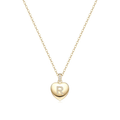 Simple Style Letter Heart Shape Copper Plating Zircon 14k Gold Plated Pendant Necklace