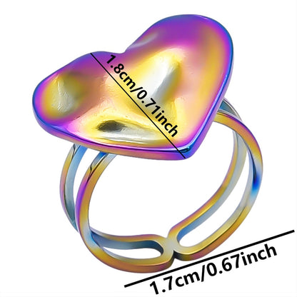 Simple Style Heart Shape Stainless Steel Irregular 18k Gold Plated Open Rings