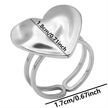 Simple Style Heart Shape Stainless Steel Irregular 18k Gold Plated Open Rings