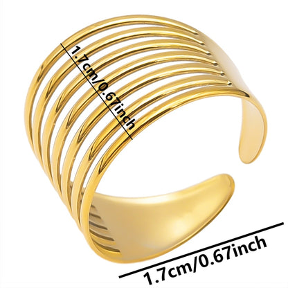 Wholesale Jewelry Simple Style Circle 304 Stainless Steel 18K Gold Plated Layered Open Rings