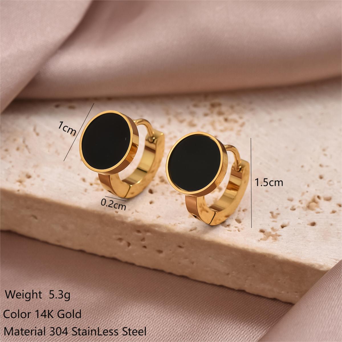 1 Pair Simple Style Commute Round Oval Heart Shape Irregular Plating Inlay Stainless Steel Shell 14k Gold Plated Earrings