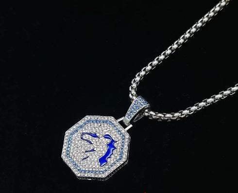 Chinoiserie Hip-hop Animal Alloy Titanium Steel Inlay Rhinestones Men's Pendant Necklace