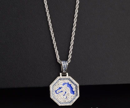 Chinoiserie Hip-hop Animal Alloy Titanium Steel Inlay Rhinestones Men's Pendant Necklace