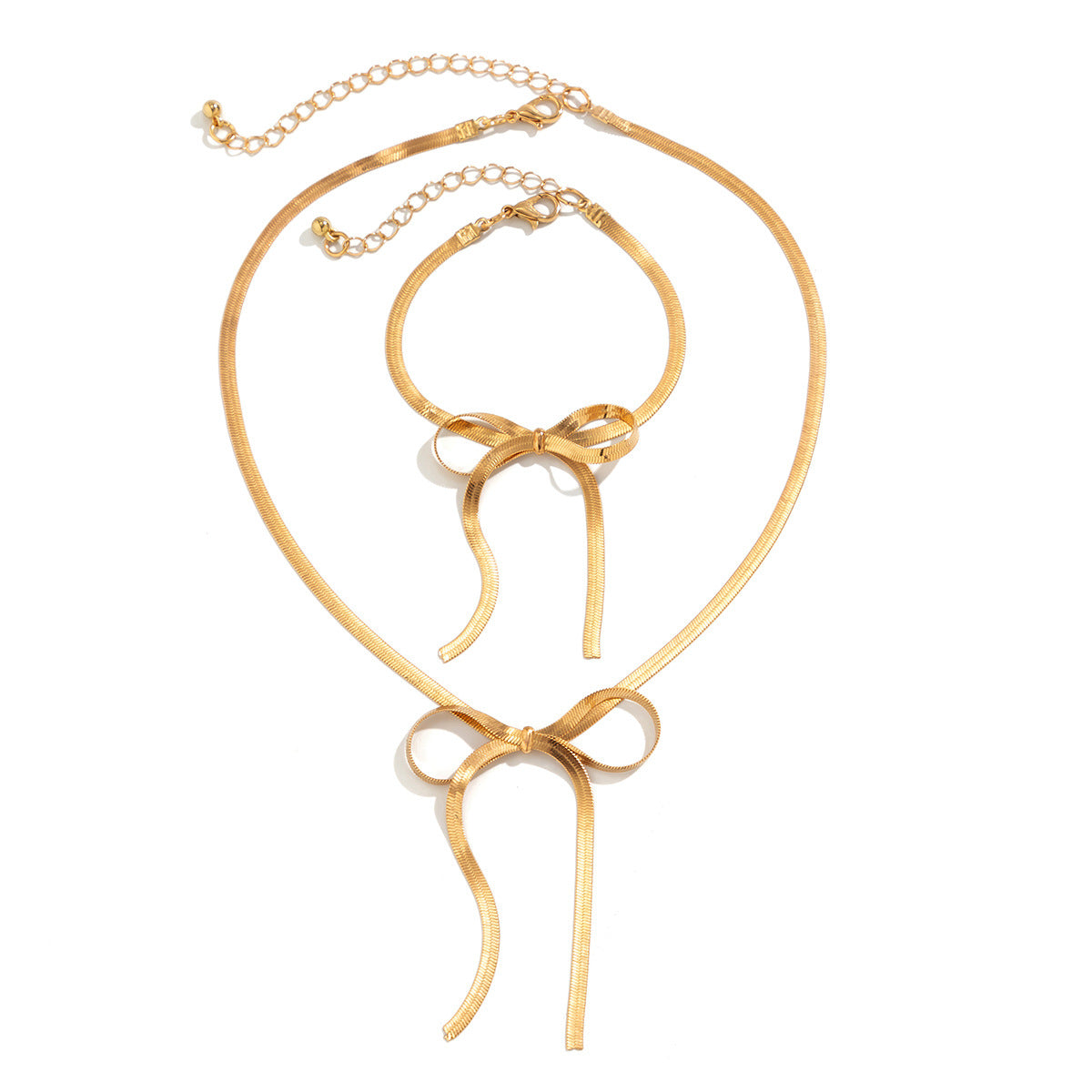 Modern Style Simple Style Bow Knot Copper Handmade Plating 18k Gold Plated Jewelry Set